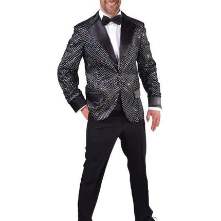 Feestbazaar Colbert Man Glitter Zwart