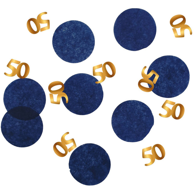 Feestbazaar Confetti 50 Jaar Blauw/Goud Elegant True Blue (25gr)