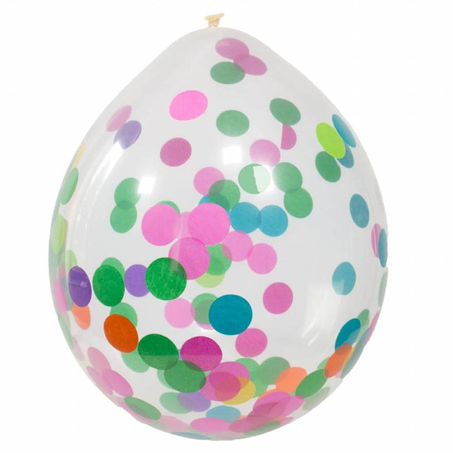Feestbazaar Confetti ballon met multikleur confetti - 4 stuks