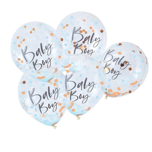 Feestbazaar Confetti Ballonnen Baby Boy (5st)