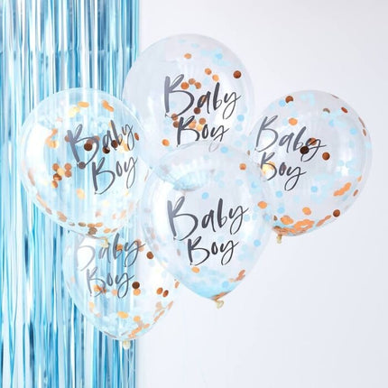 Feestbazaar Confetti Ballonnen Baby Boy (5st)