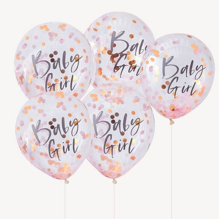 Feestbazaar Confetti Ballonnen Baby Girl (5st)