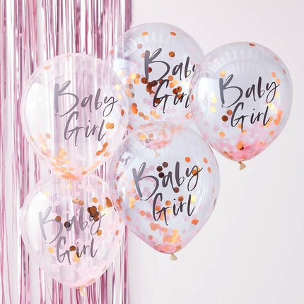 Feestbazaar Confetti Ballonnen Baby Girl (5st)