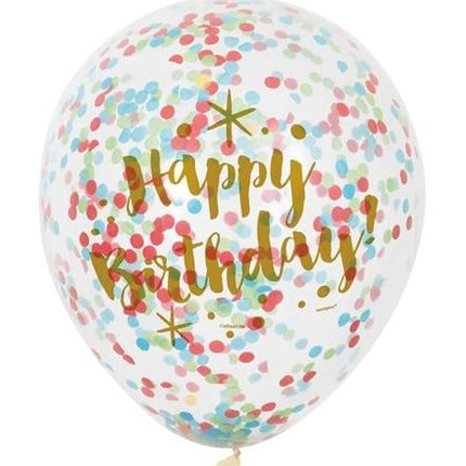 Feestbazaar Confetti Ballonnen Happy Birthday - 6 Stuks
