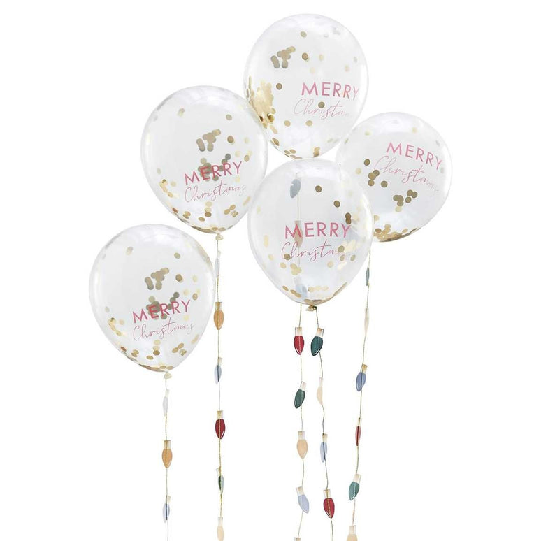 Feestbazaar Confetti Ballonnen 'Merry Christmas' (5st)