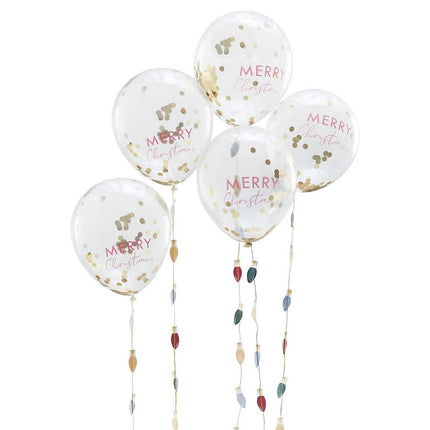 Feestbazaar Confetti Ballonnen 'Merry Christmas' (5st)