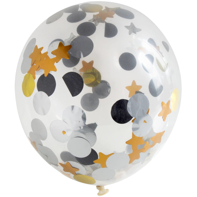 Feestbazaar Confetti Ballonnen Stippen/Sterren mix (4st)