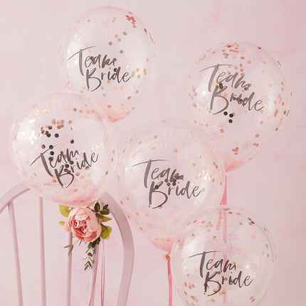 Feestbazaar Confetti Ballonnen 'Team Bride' (5st)