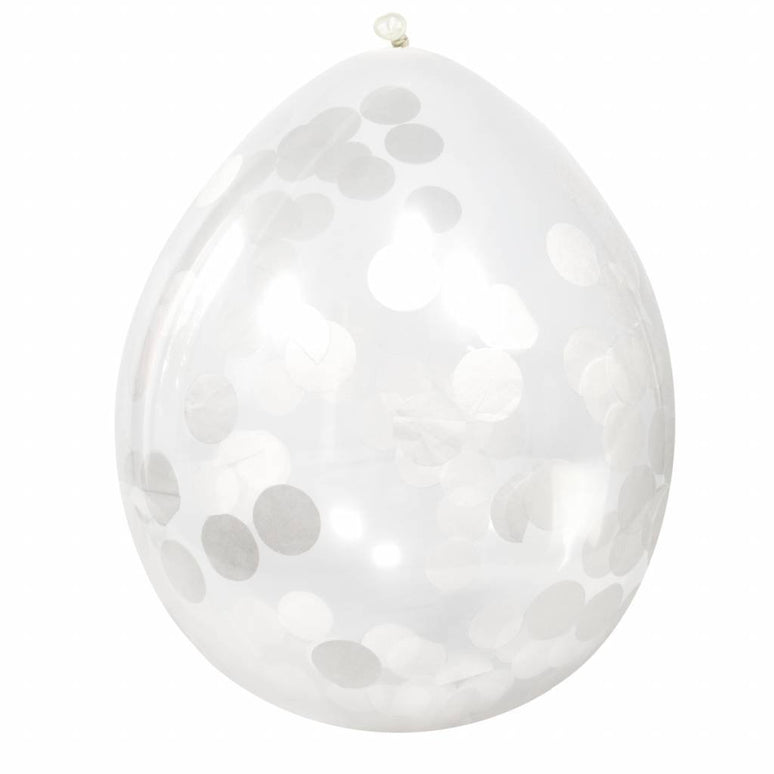 Feestbazaar Confetti Ballonnen Wit - 4 Stuks