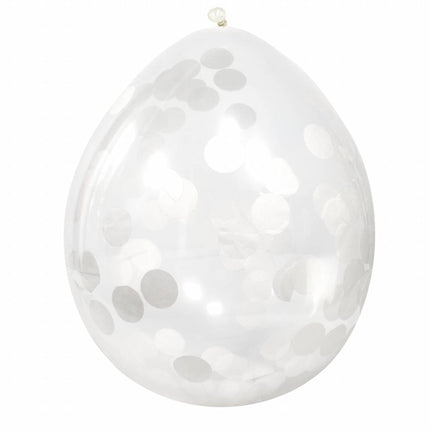 Feestbazaar Confetti Ballonnen Wit - 4 Stuks