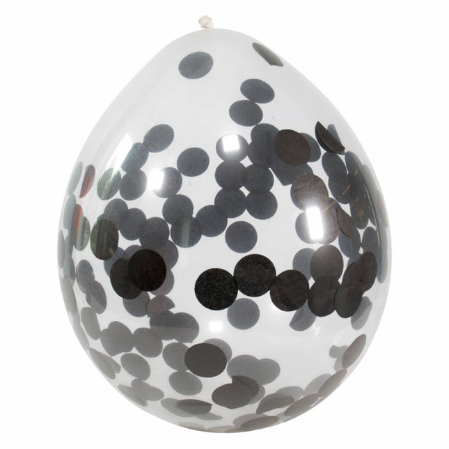 Feestbazaar Confetti Ballonnen Zwart - 4 Stuks