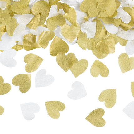 Feestbazaar Confetti Hartjes Goud/Wit