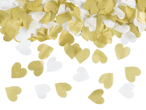 Feestbazaar Confetti Hartjes Goud/Wit