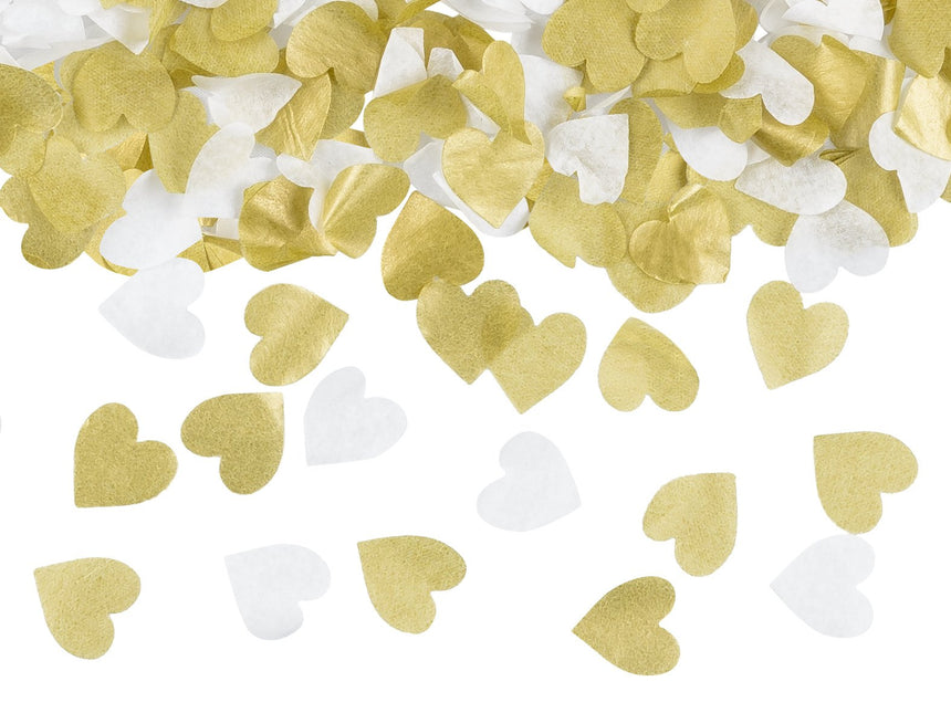 Feestbazaar Confetti Hartjes Goud/Wit