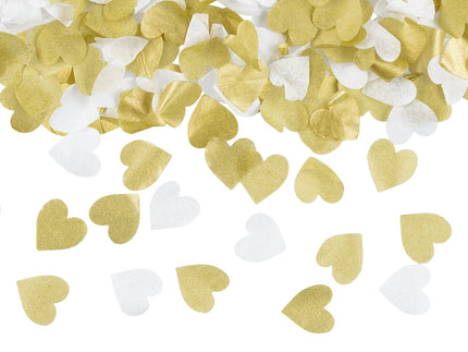 Feestbazaar Confetti Hartjes Goud/Wit