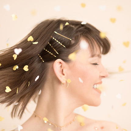Feestbazaar Confetti Hartjes Goud/Wit