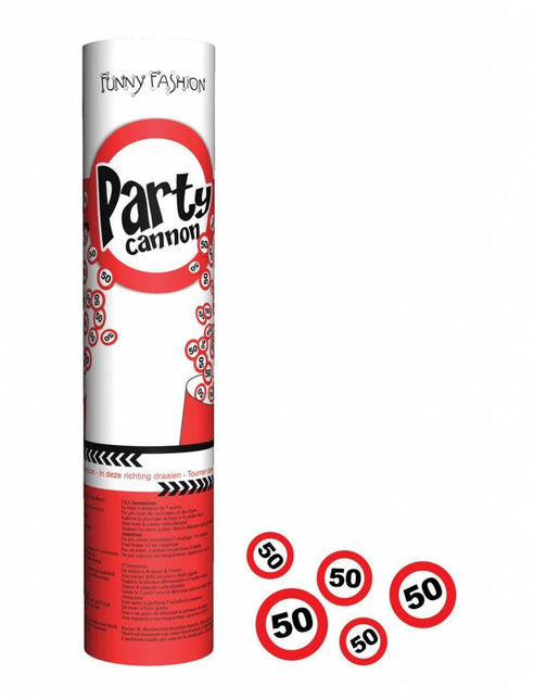 Feestbazaar Confetti kanon 20cm traffic 50 jaar