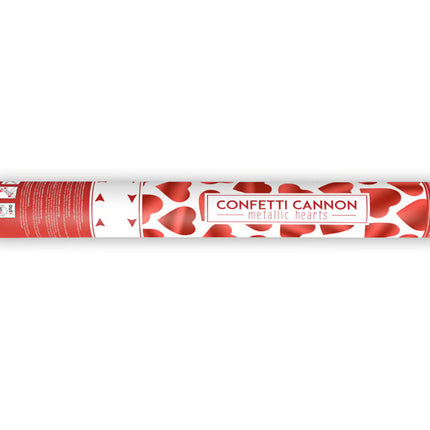 Feestbazaar Confetti kanon 40 cm rode hartjes