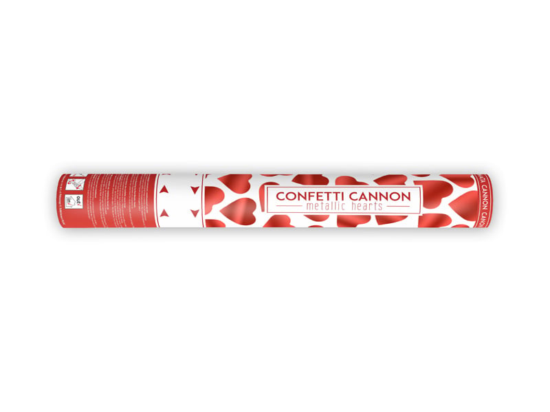 Feestbazaar Confetti kanon 40 cm rode hartjes