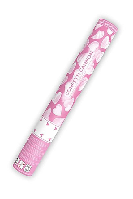 Feestbazaar Confetti kanon 40 cm witte hartjes