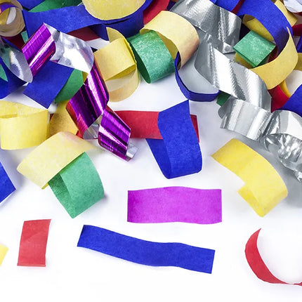 Feestbazaar Confetti Kanon Confetti en Metallic Streamers (60cm)