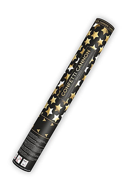 Feestbazaar Confetti kanon Gouden sterren 40 cm