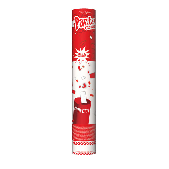 Feestbazaar Confetti Kanon Rood en Wit (60cm)