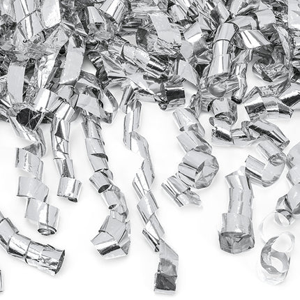 Feestbazaar Confetti Kanon Slierten Metallic Zilver (80cm)