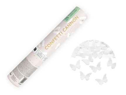 Feestbazaar Confetti Kanon Vlinders Wit (20cm)