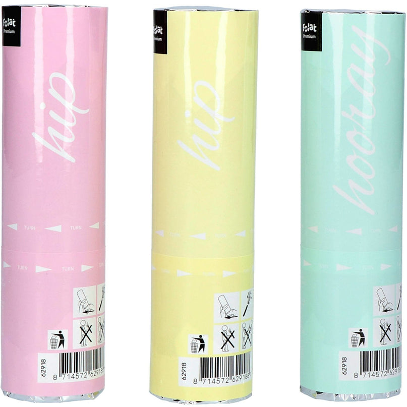 Feestbazaar Confetti Kanonnen Set Pastel - 3 Stuks