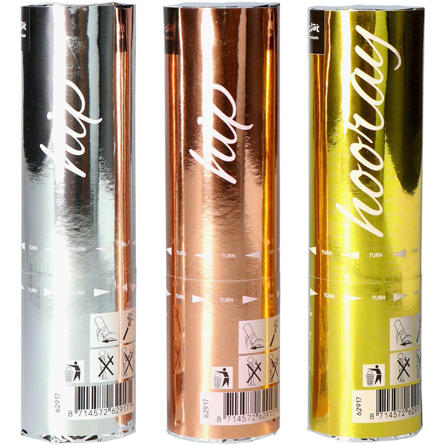 Feestbazaar Confetti Kanonnen Set Shimmer - 3 Stuks