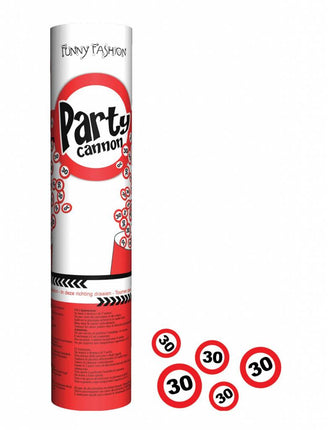 Feestbazaar Confetti shooter 20cm traffic 30 jaar