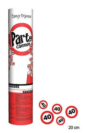 Feestbazaar Confetti shooter 20cm traffic 40 jaar
