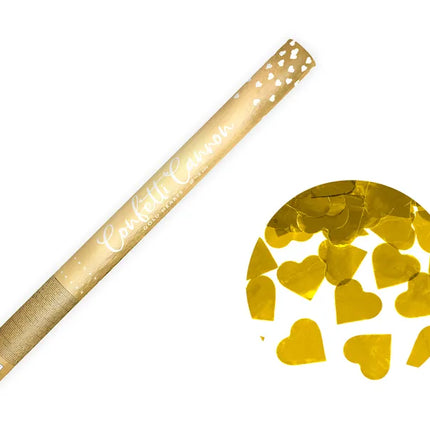 Feestbazaar Confetti Shooter Hartjes Goud - 60 cm