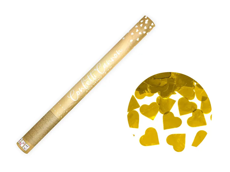 Feestbazaar Confetti Shooter Hartjes Goud - 60 cm