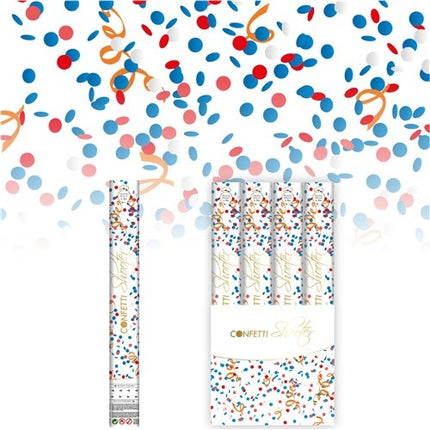 Feestbazaar Confetti Shooter Rood/Wit/Blauw/Oranje (40cm)