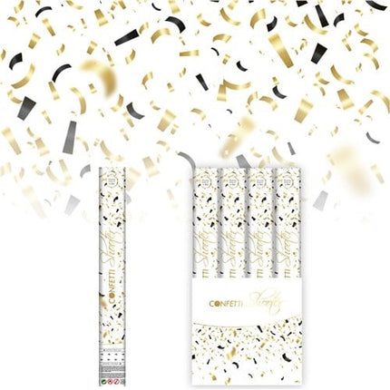 Feestbazaar Confetti shooter zwart/goud (40cm)