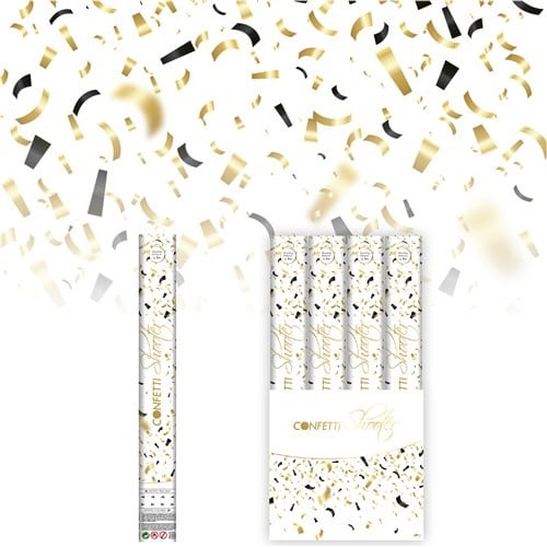 Feestbazaar Confetti shooter zwart/goud (40cm)