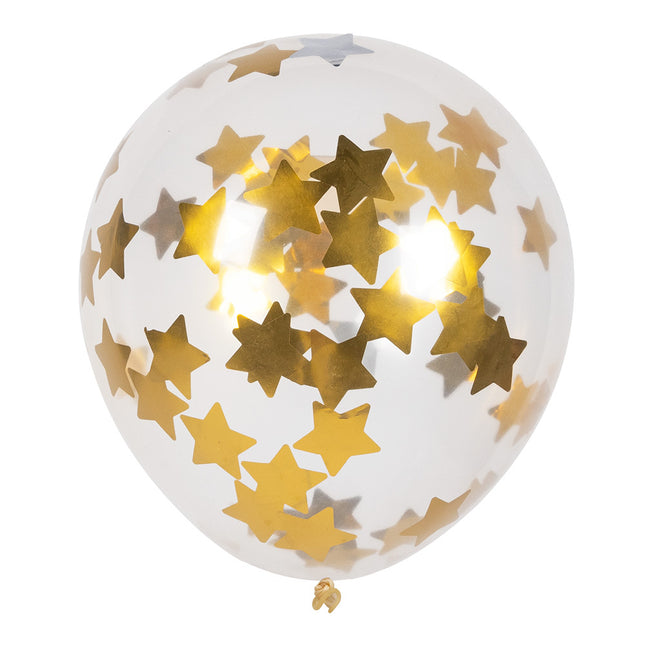 Feestbazaar Confettiballonnen Gouden Sterren (5st)