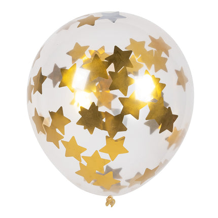 Feestbazaar Confettiballonnen Gouden Sterren (5st)