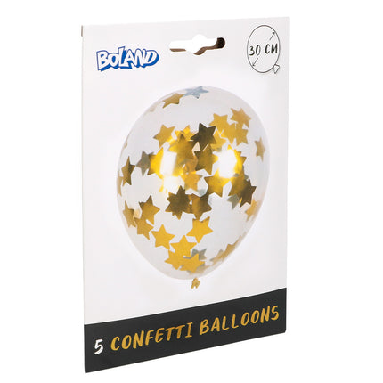 Feestbazaar Confettiballonnen Gouden Sterren (5st)