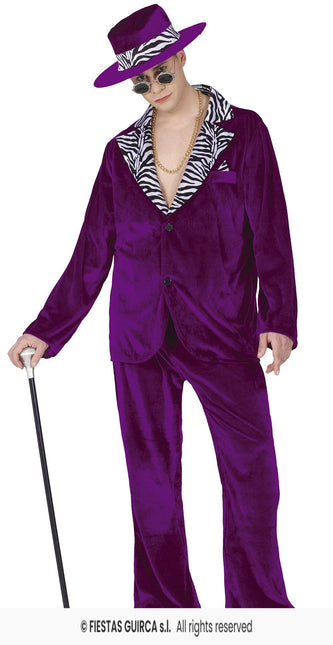 Feestbazaar Cool man Pimp Outfit Paars