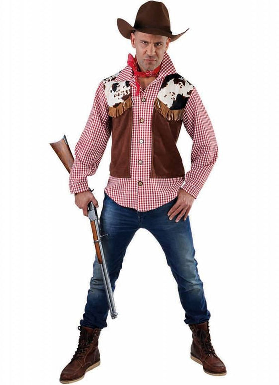 Feestbazaar Cowboy blouse met ingenaaid vestje