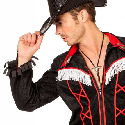 Feestbazaar Cowboy glamour hoed pailletten zwart