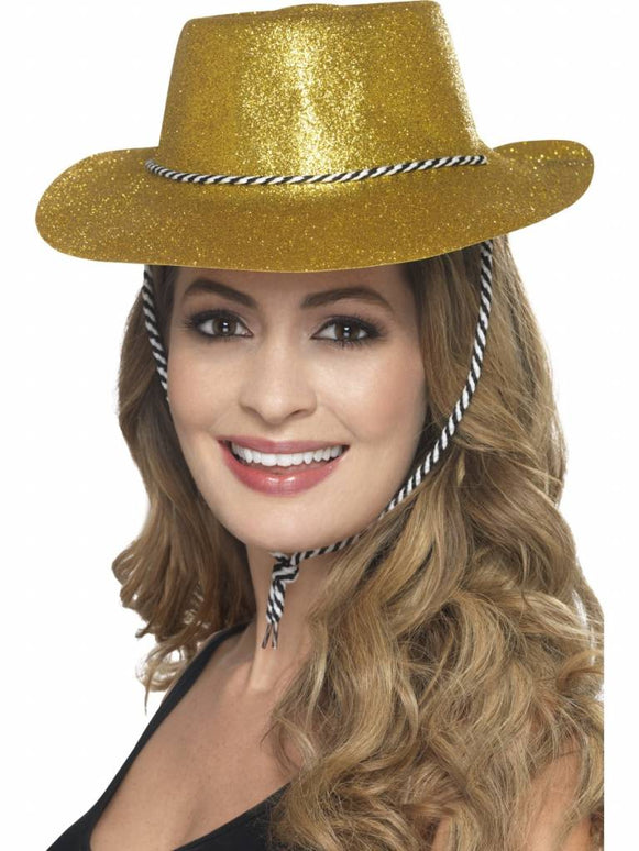 Feestbazaar Cowboy glitter hoed plastic goud