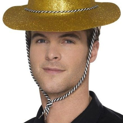 Feestbazaar Cowboy glitter hoed plastic goud