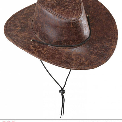 Feestbazaar Cowboy hoed lederlook bruin new