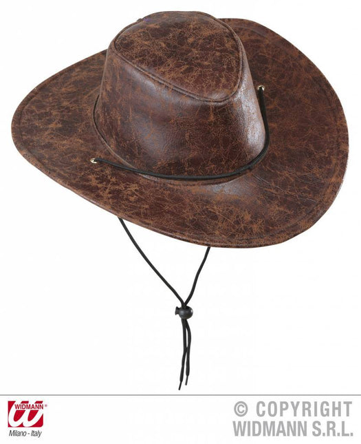 Feestbazaar Cowboy hoed lederlook bruin new