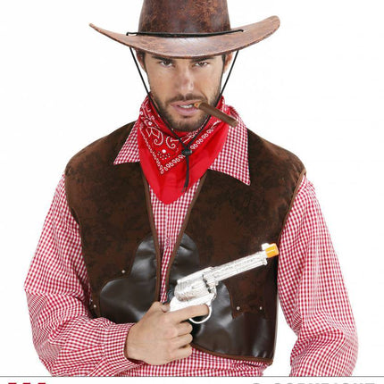 Feestbazaar Cowboy hoed lederlook bruin new