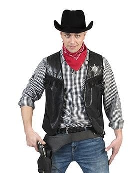 Feestbazaar Cowboy Vest zwart volwassen